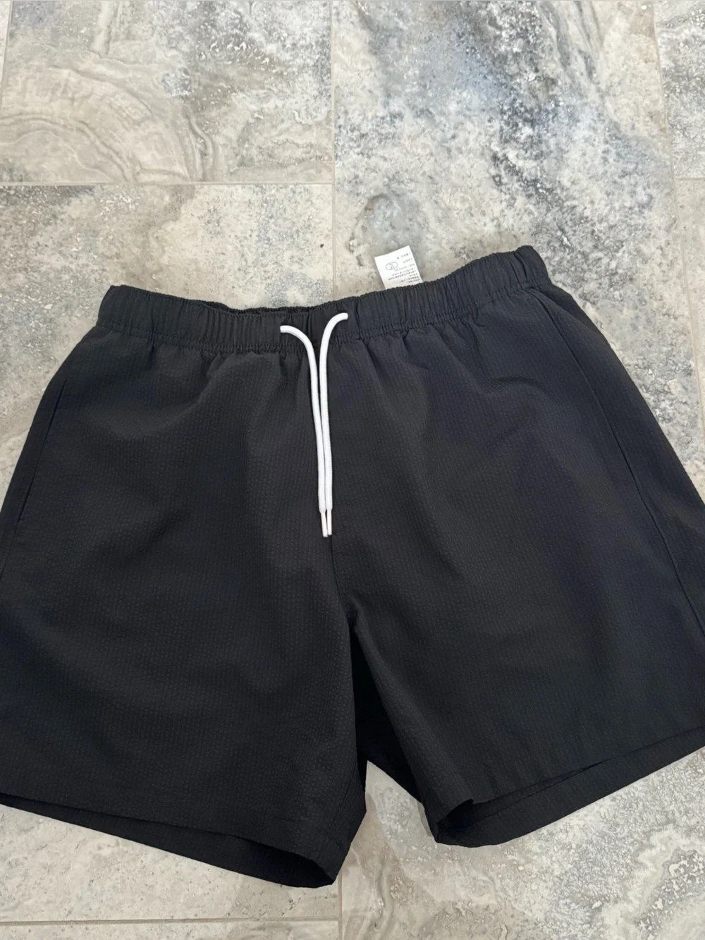 Hollister Black Swim Trunks with White Drawstring